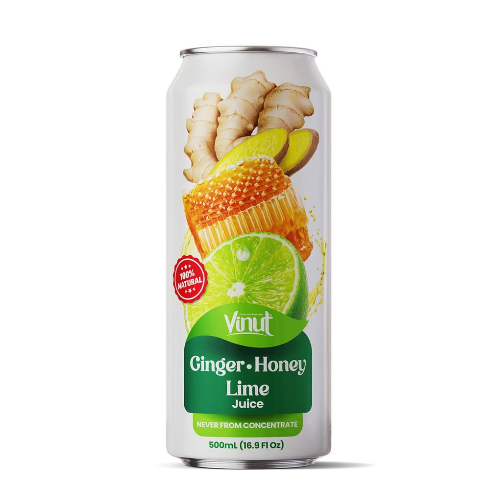 VINUT 100% dabīgs ingvera, medus un laima sulas dzēriens, nav no koncentrāta, 16.9 fl oz