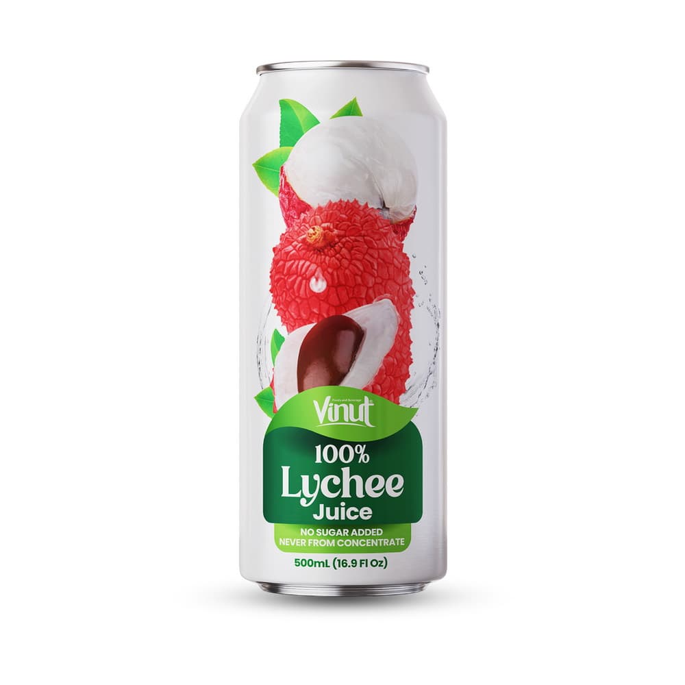 VINUT 100% ličī sula, bez pievienota cukura, nav no koncentrāta, šaurā skārdenē, 16.9 fl oz 500 mL