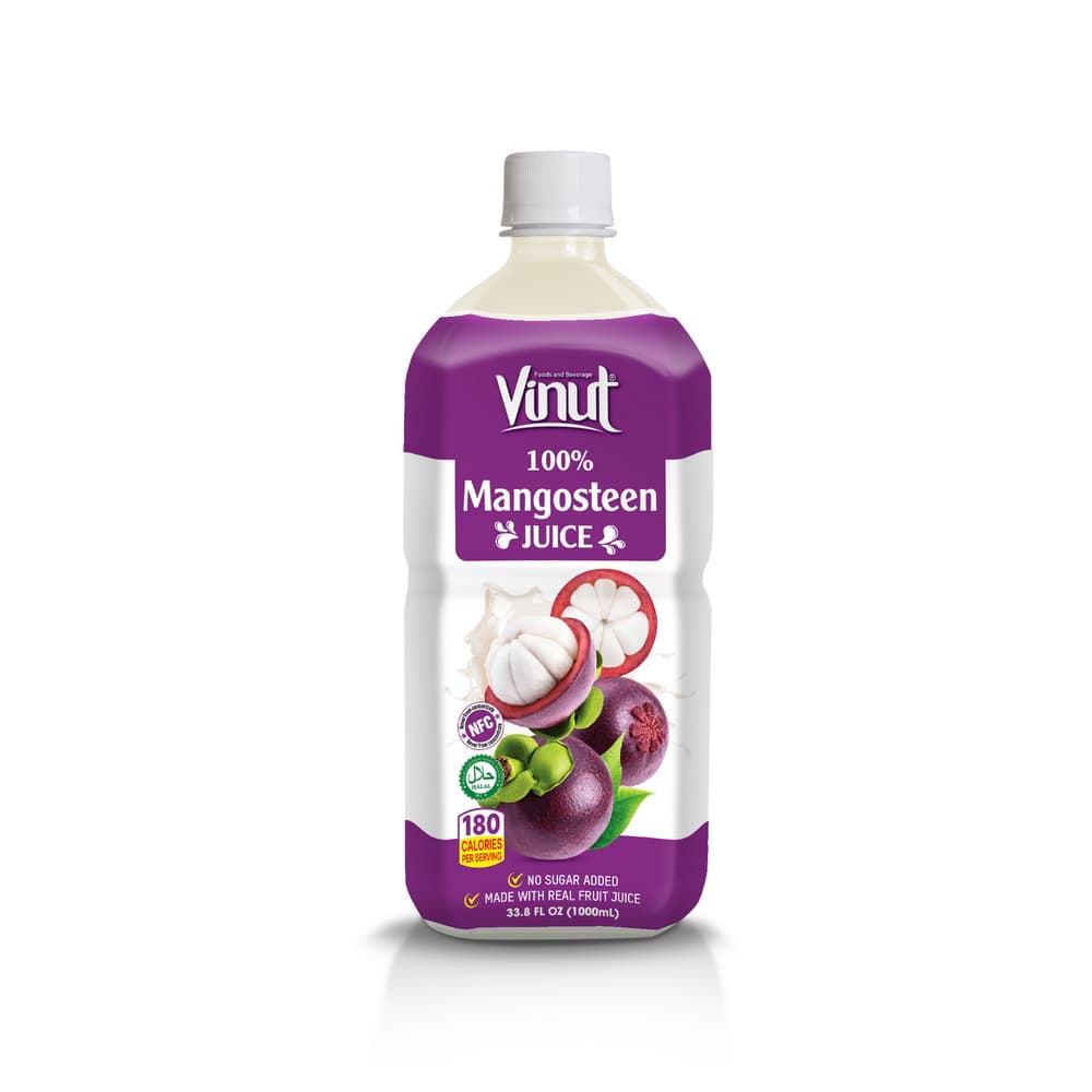 VINUT 100% mangostāna sula, NFC, bez pievienota cukura, PET pudele, 33.8 fl oz 1000 mL