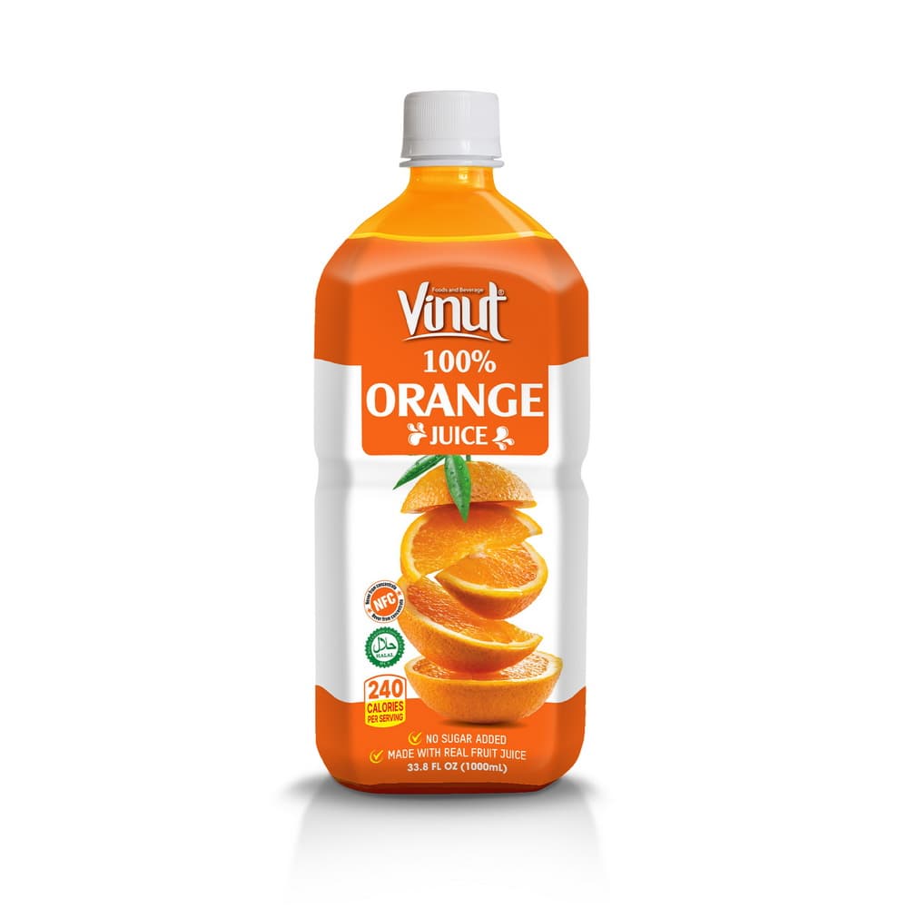 VINUT 100% Apelsīnu sula, bez pievienota cukura, 33.8 fl oz (1000 ml) PET pudelē