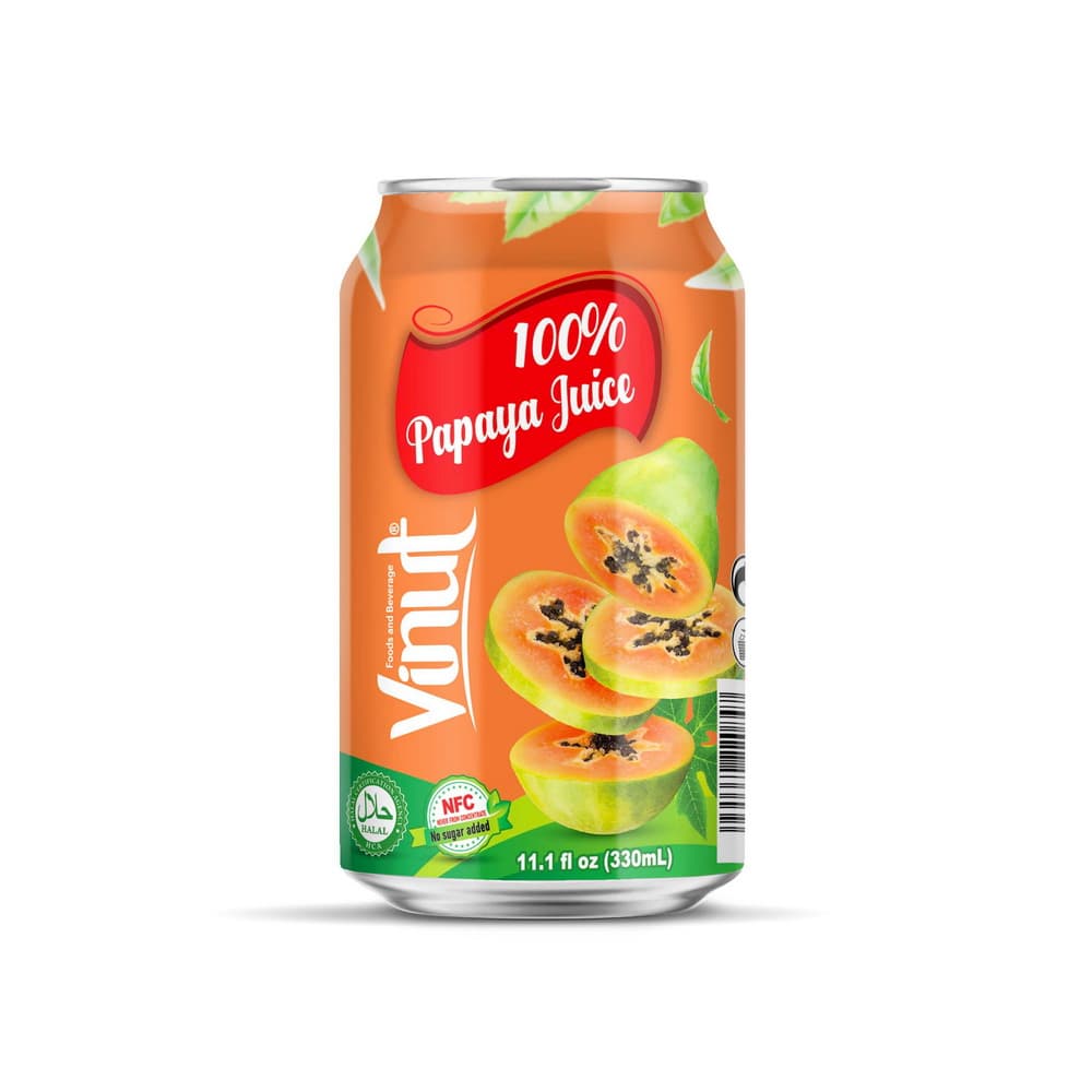 VINUT 100% Papaijas sula, NFC, bez pievienota cukura, 11.1 fl oz 330 mL