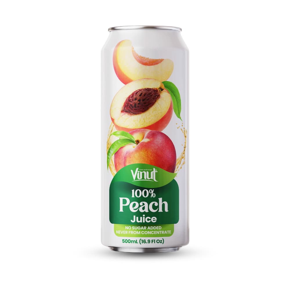 VINUT 100% persiku sula, bez pievienota cukura, nav gatavota no koncentrāta, šaurā skārdenē, 16.9 fl oz 500 mL