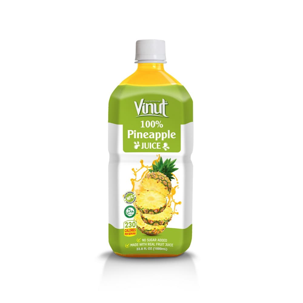 VINUT 100% ananasu sula, bez pievienota cukura, 33.8 fl oz (1,000 mL) PET pudele