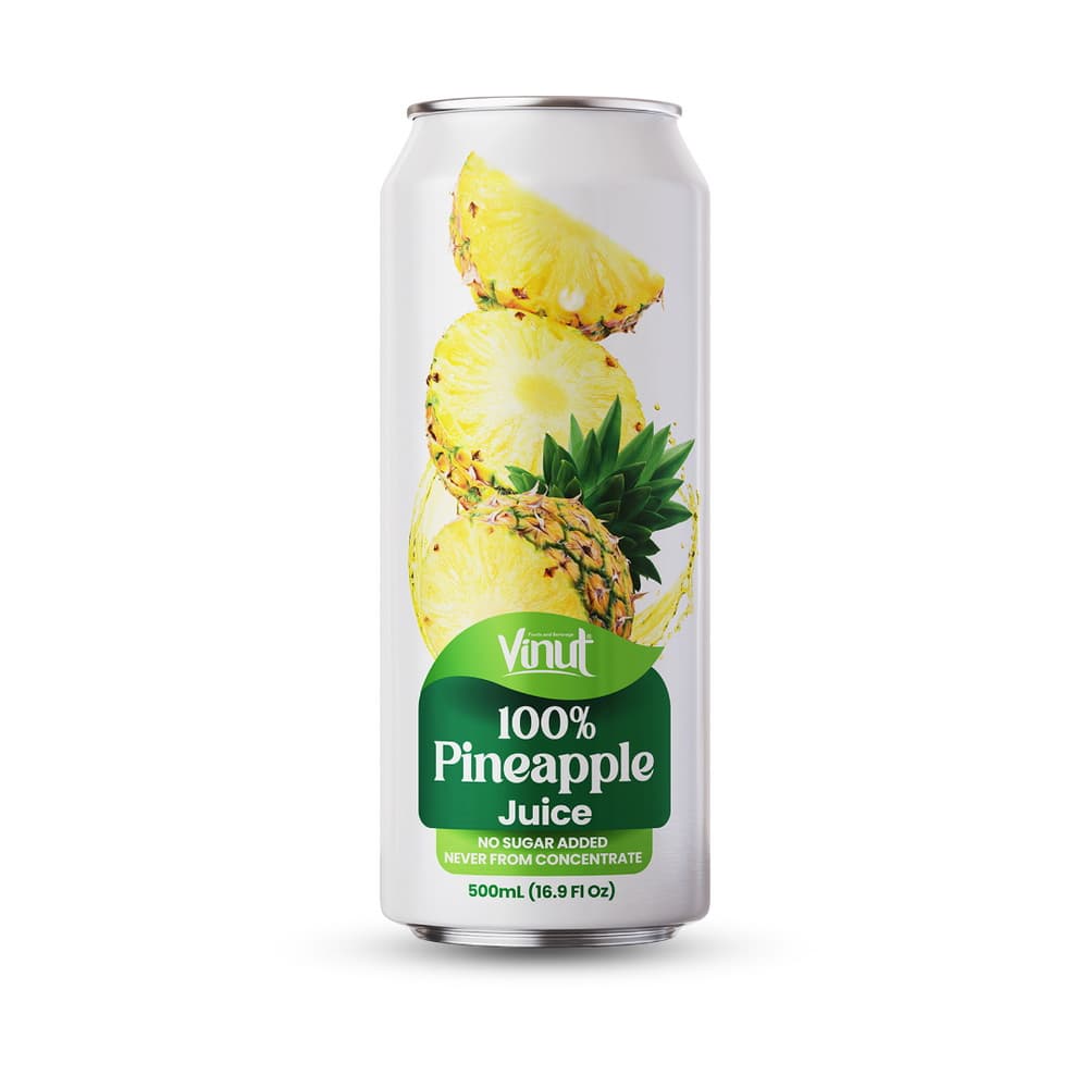 VINUT 100% ananasu sula, bez pievienota cukura, nav gatavota no koncentrāta, šaurā skārdenē, 16.9 fl oz 500 mL