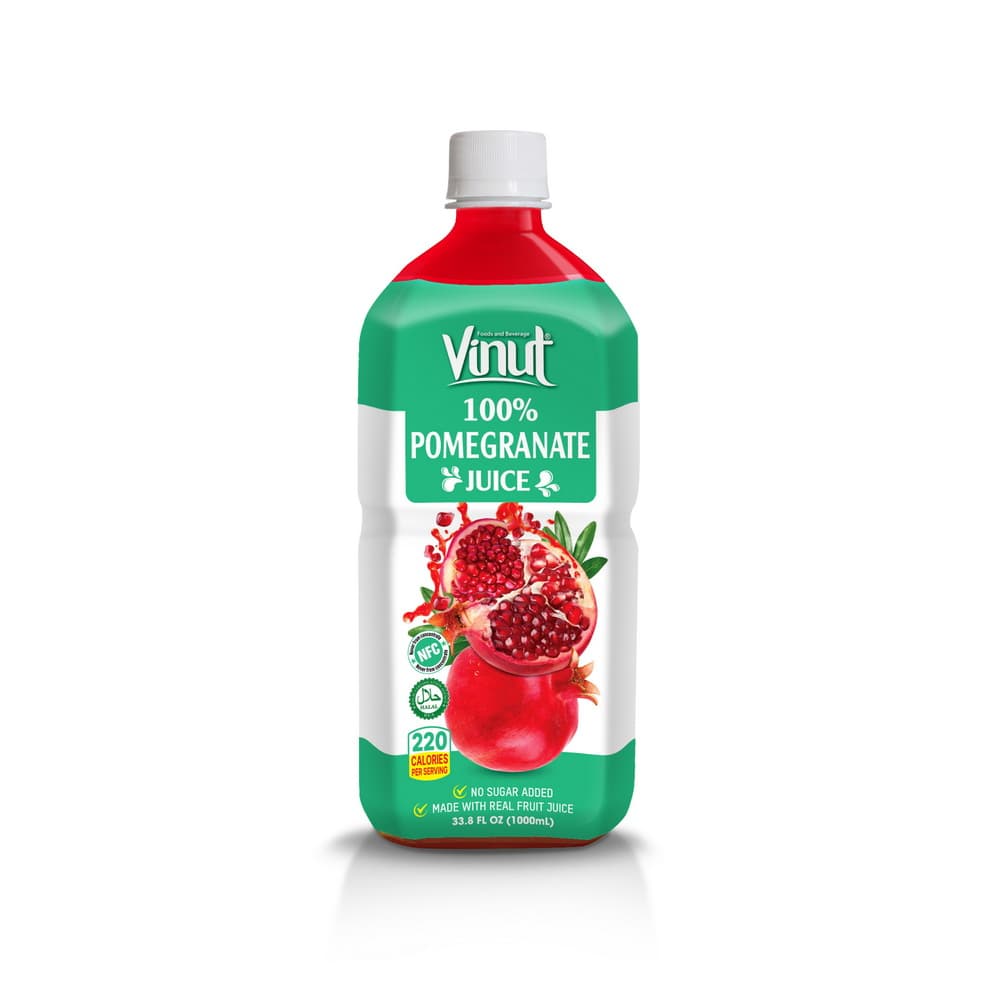 VINUT 100% granātābolu sula, bez pievienota cukura, 33.8 fl oz (1000 ml) PET pudelē