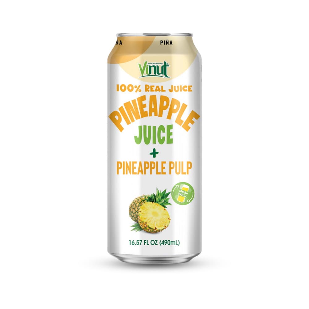 VINUT 100% dabīga ananasu sula ar mīkstumu, 16.57 fl oz 490 mL