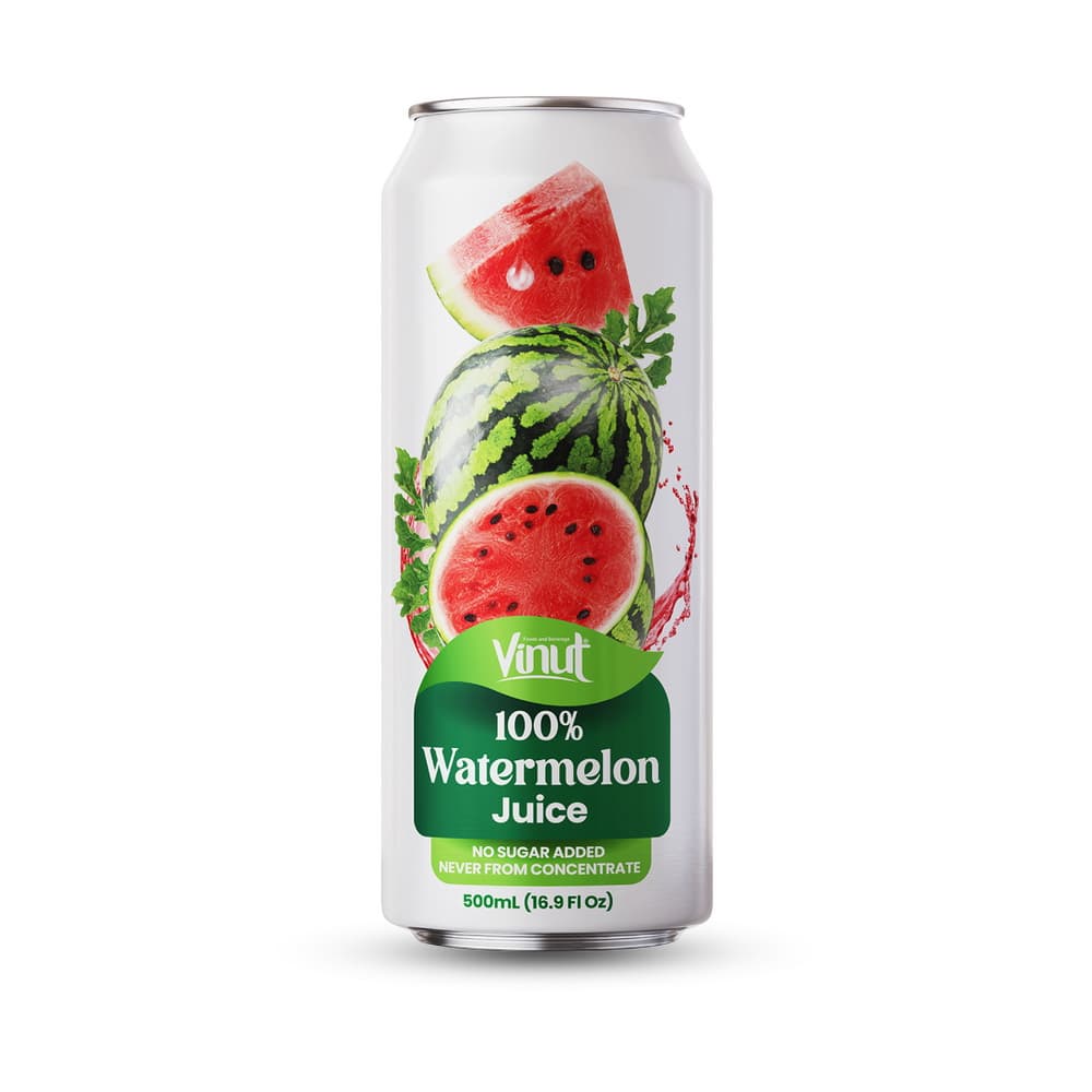 VINUT 100% arbūzu sula, bez pievienota cukura, nav no koncentrāta, šaurā skārdenē, 16.9 fl oz 500 mL