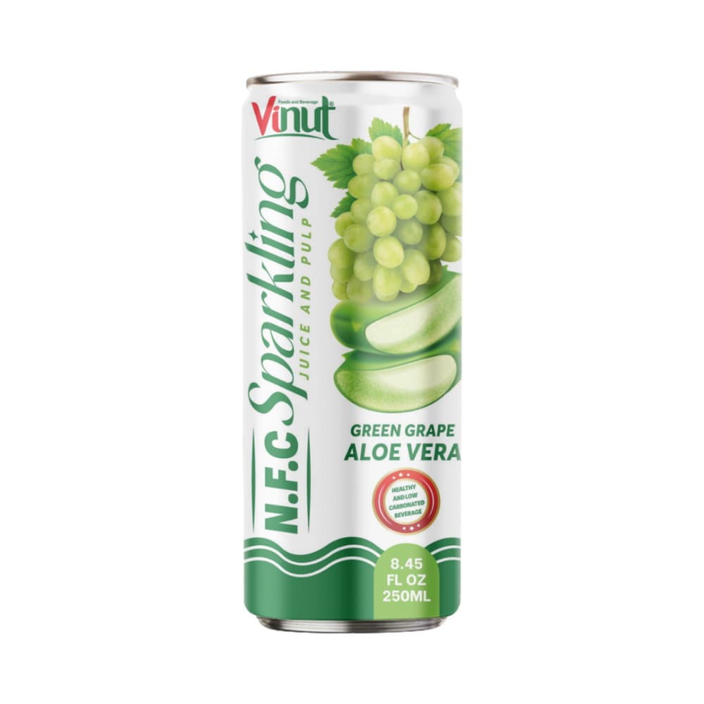 VINUT Zaļo vīnogu un alvejas N.F.C. viegli gāzēta sula ar mīkstumu, veselīgs un viegli gāzēts dzēriens, šaurā skārdene, 8.45 fl oz (250 mL)