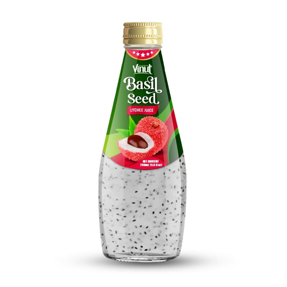 VINUT Ličī sula ar bazilika sēklām, stikla pudelē, 9.8 fl oz (290 mL)