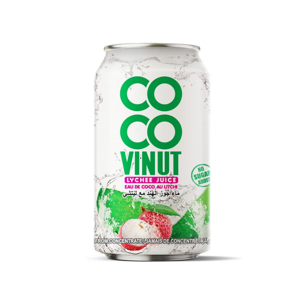 VINUT Kokosriekstu ūdens ar ličī sulu, bez pievienota cukura, 330 mL