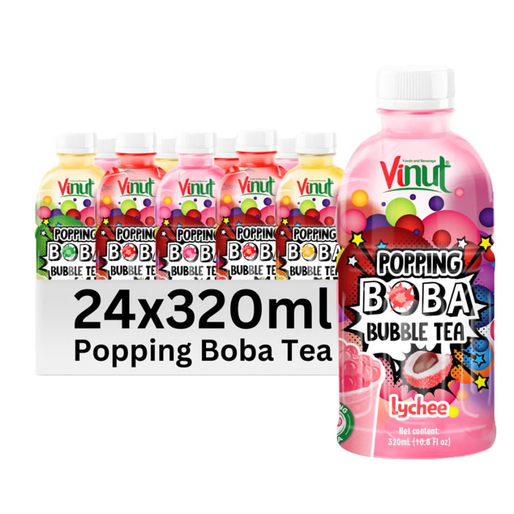 VINUT Ličī burbuļtēja ar plīstošajām bobiņām, 10.8 fl oz (320 mL) PET pudele