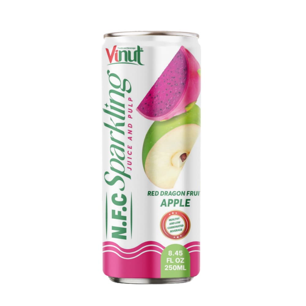 VINUT N.F.C Dzirkstoša sula ar mīkstumu Sarkanā pūķaugļa un ābolu, šaura skārdene, 8.45 fl oz 250 mL