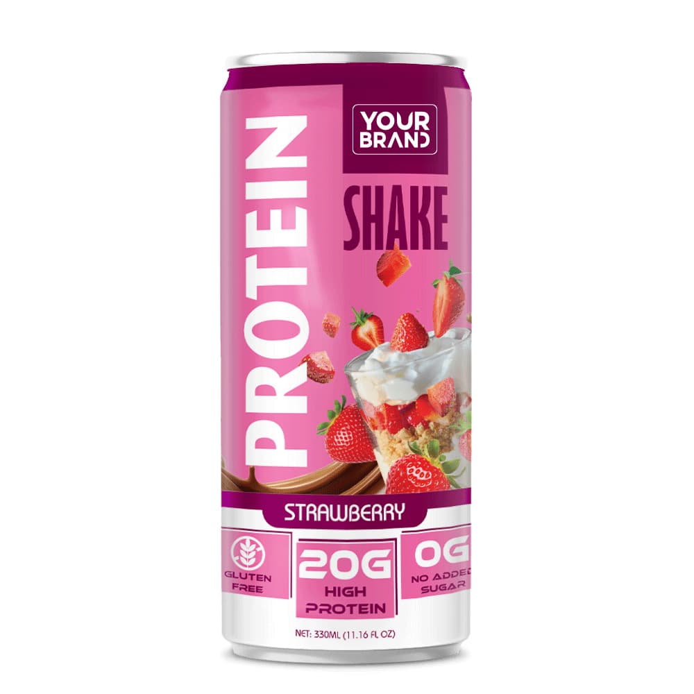 VINUT Zemeņu olbaltumvielu kokteilis, bezglutēna, 20 g olbaltumvielu, 0 g pievienotā cukura, šaurā skārdene, 11.16 fl oz (330 mL)